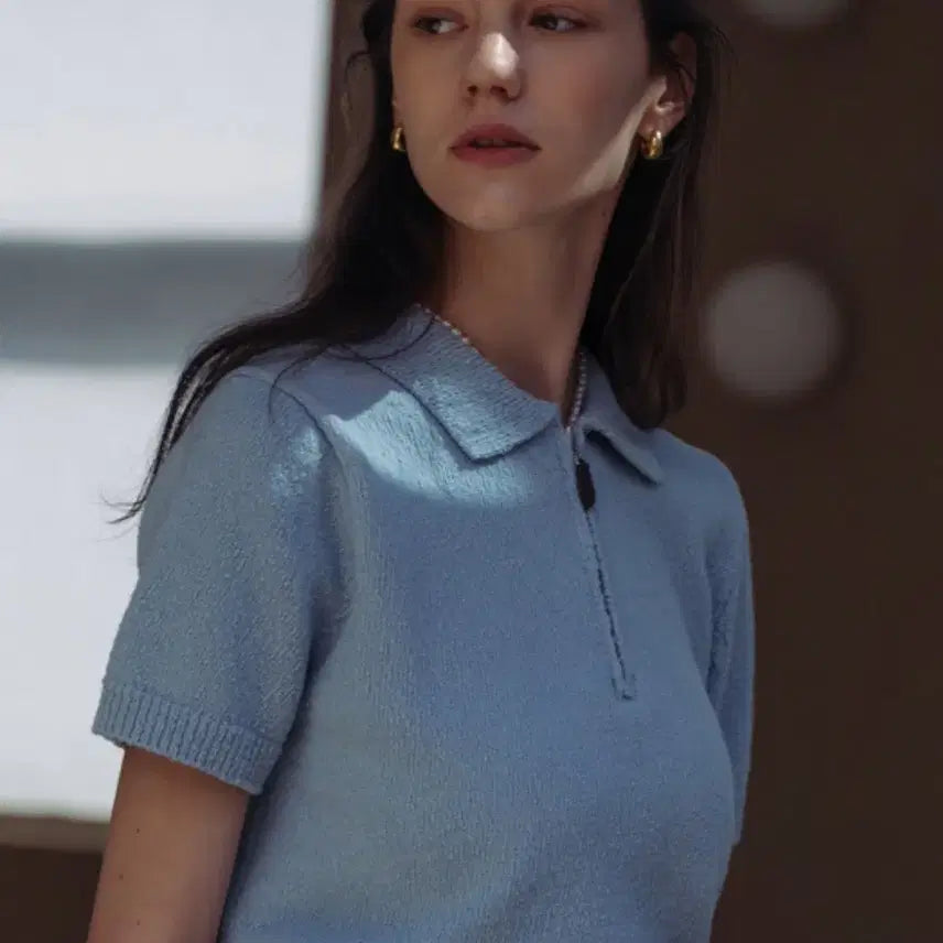 [BUNJANG] Till I Die Half Zip-Up Knit Sky Blue / 틸아이다이 하프 집업니트 스카이블루
