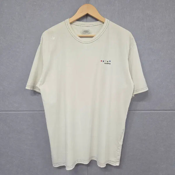 [BUNJANG] The Editor Multi Star Embroidered Short Sleeve T-Shirt (Cream/Ivory, Size L) / THE EDITOR (디에디터) 멀티 스타 자수 반팔 티셔츠