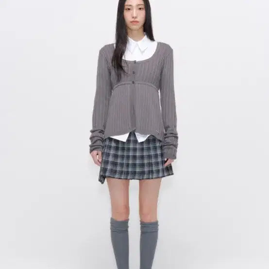 [BUNJANG] Miseki Seoul Pocket Layered Check Skirt / 미세키서울 포켓레이어드 체크스커트