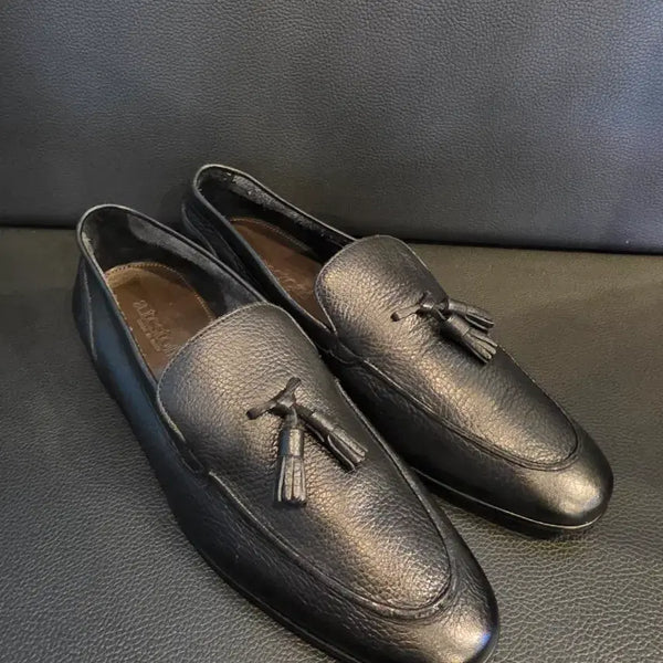 [BUNJANG] A. Testoni Men's Black Tassel Loafers / a.testoni 테스토니 남성 로퍼 블랙