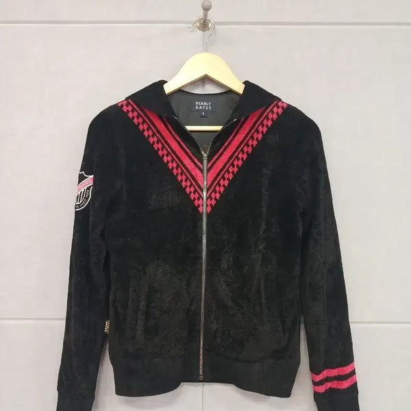 [BUNJANG] PARIGATES Women's Black Velvet Zip-Up Jacket Size 2 / #(새상품)파리게이츠 여성 블랙 벨벳 집업 자켓 2