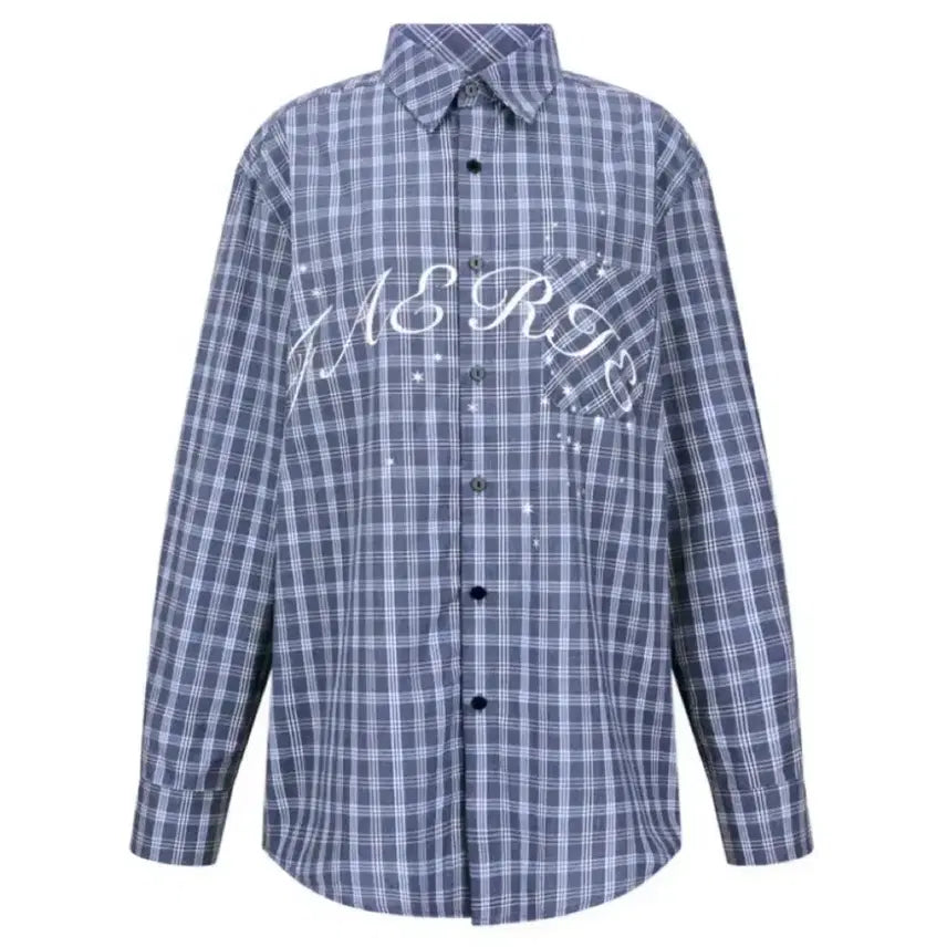 [BUNJANG] Shop Fairy Blue Check Academy Shirt & Tie Set / 샵페어리 블루 체크 아카테미 셔츠 넥타이