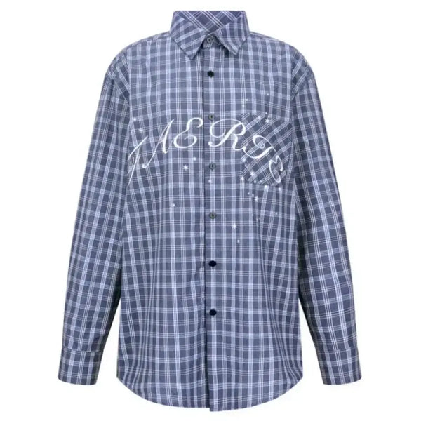 [BUNJANG] Shop Fairy Blue Check Academy Shirt & Tie Set / 샵페어리 블루 체크 아카테미 셔츠 넥타이
