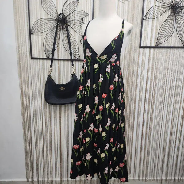 [BUNJANG] Floral V-Est Long Dress (Free Size) / 플로럴  뷔에스트 롱 원피스 free