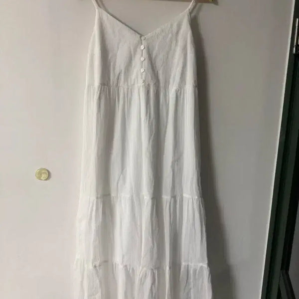 [BUNJANG] Uniqlo White Tiered Dress Size M / 유니클로 화이트 원피스 M