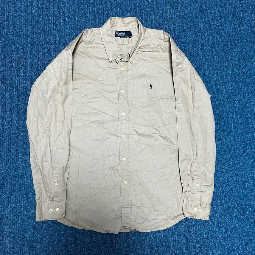[BUNJANG] Polo Ralph Lauren Beige Solid Shirt XL / 폴로 랄프로렌 베이지 솔리드 셔츠 XL