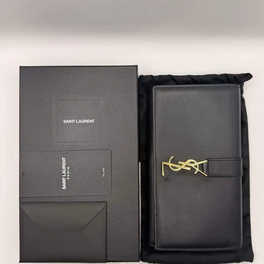[BUNJANG] Yves Saint Laurent Cassandra Flap Long Wallet Black Gold / 입생로랑 카산드라 플랩 장지갑 블랙골드