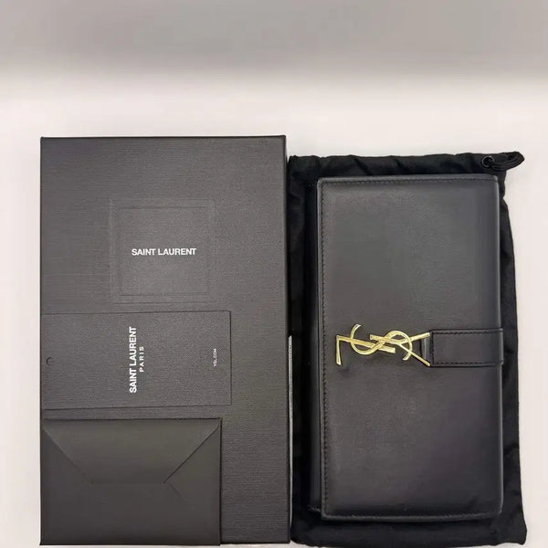 [BUNJANG] Yves Saint Laurent Cassandra Flap Long Wallet Black Gold / 입생로랑 카산드라 플랩 장지갑 블랙골드