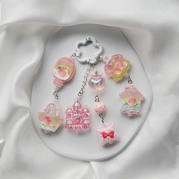 [BUNJANG] Pink Peach Charm Keychain / (주말할인) 핑크 복숭아 키링