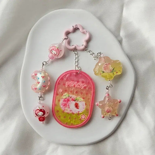 [BUNJANG] Pink Peach Charm Keychain / (주말할인) 핑크 복숭아 키링