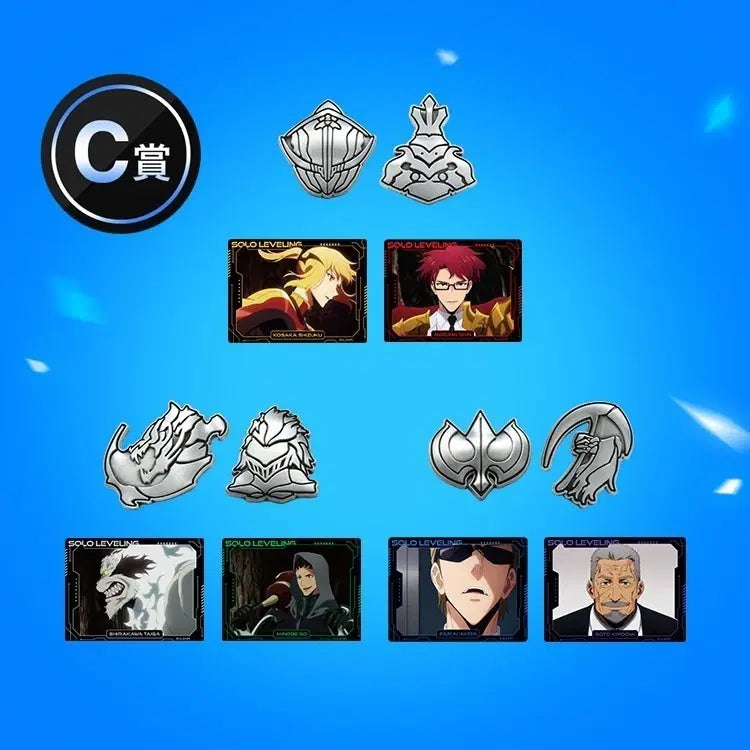 [BUNJANG] Solo Leveling Piccoma Lottery C Prize Pin Badge & Sticker Complete Set / 나 혼자만 레벨업 나혼렙 픽코마쿠지 C상 핀 뱃지 스티커 차해인 최종인 백윤호 민병구 우진철 고건희