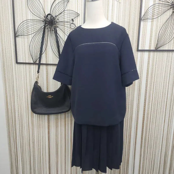 [BUNJANG] 8 Seconds Pleated Dress Navy / 8세컨즈  플리츠 원피스/네이비색상
