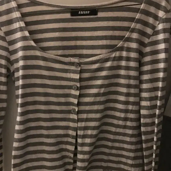 [BUNJANG] Isis Stripe Cardigan Grey / 이즈이즈 스트라이프 가디건 그레이
