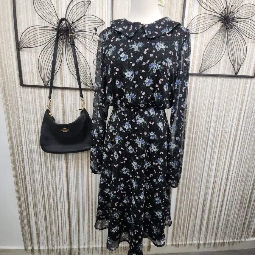[BUNJANG] LAP Floral Pattern Chiffon Sleeve Dress / LAP 원피스 소매쉬폰 S사이즈