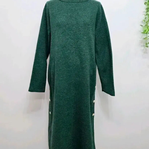 [BUNJANG] 45R Wool 100% Long Knit Dress with Side Buttons / 45r 45rpm 옆단추 울100% 니트 롱 원피스