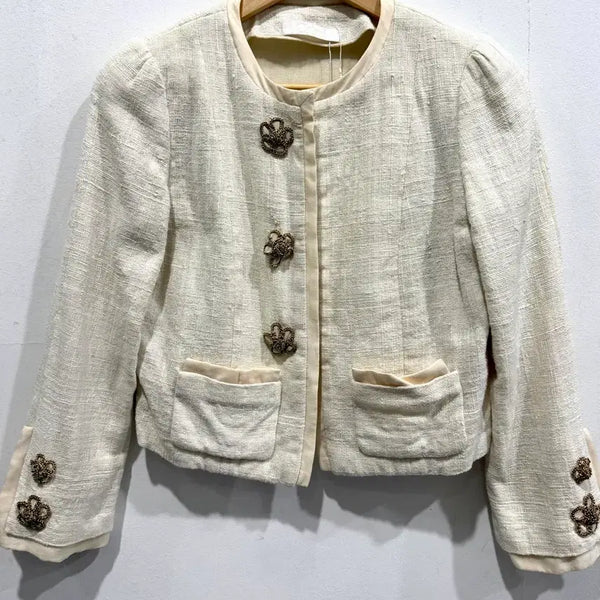[BUNJANG] Chloe Tweed Jacket Ivory / 끌로에 트위드 자켓 아이보리 매장판