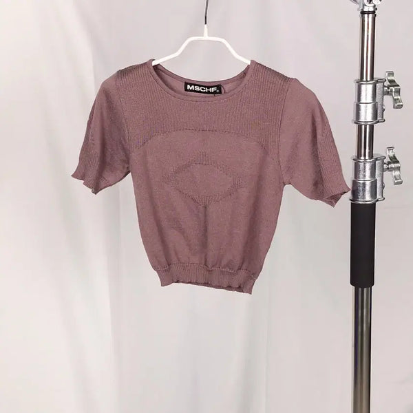 [BUNJANG] MSCHF Rhombus Knit Top Rose Brown / MSCHF 미스치프 롬버스 니트 탑 로즈 브라운 M_A302