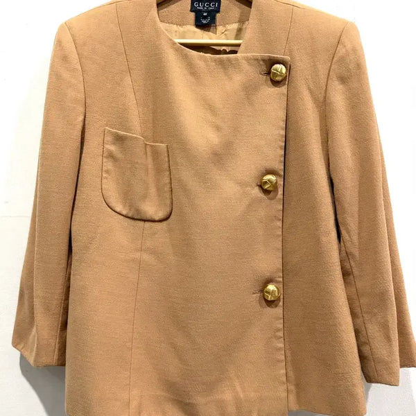 [BUNJANG] Gucci Wool Gold Button Jacket Beige Size 46 / 구찌 울 금장 자켓 46 베이지 정품