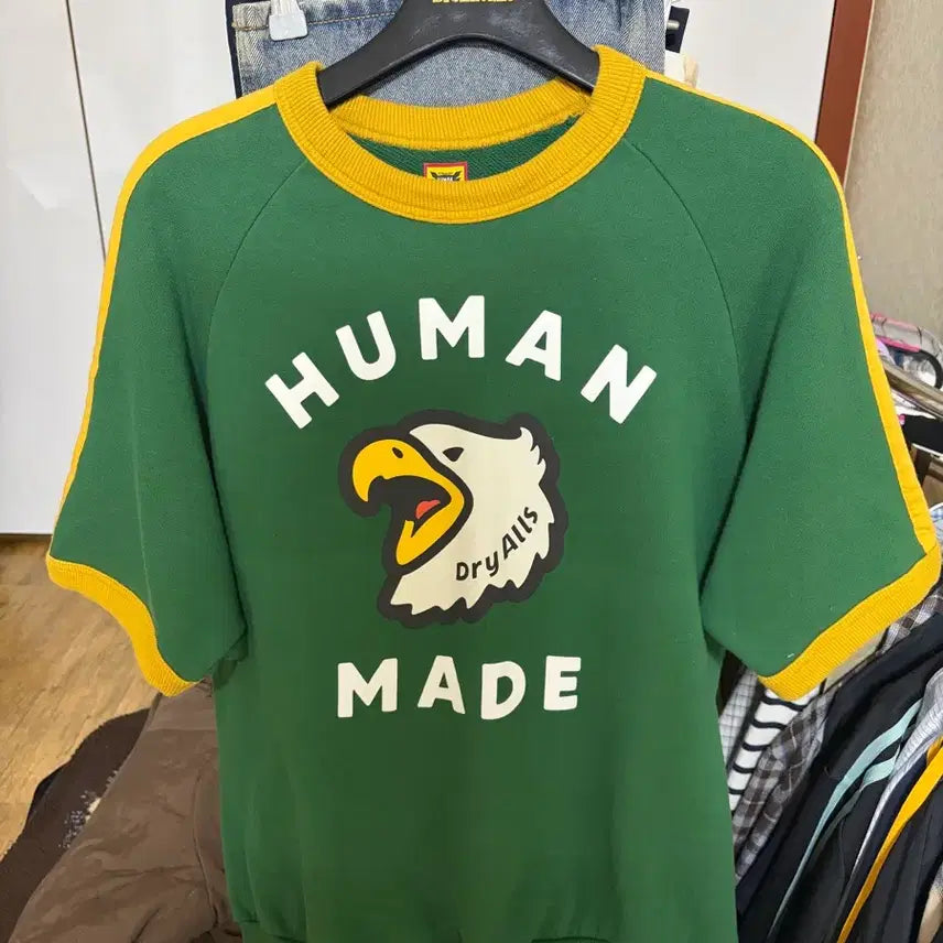 [BUNJANG] Human Made Short Sleeve Sweatshirt Green / 휴먼메이드 숏슬리브 스웨트셔츠 그린