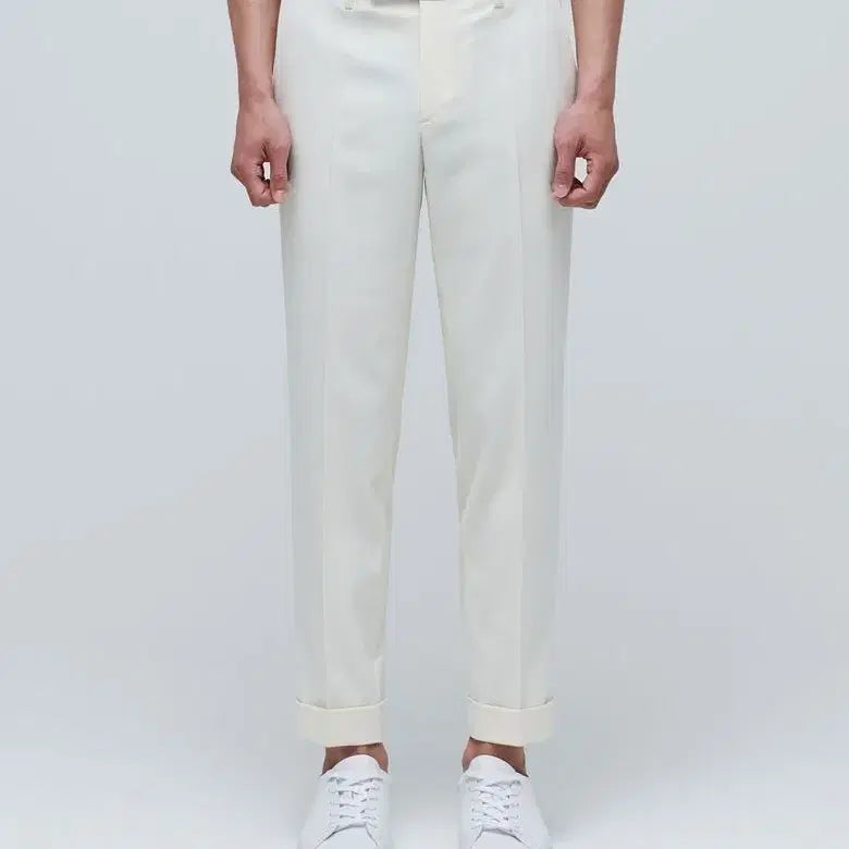 [BUNJANG] Musinsa Standard Lightweight Tapered Turn-up Hidden Banding Crop Slacks Cream / 무신사 스탠다드 라이트웨이트 테이퍼드 턴업 히든 밴딩 크롭 슬랙스 [크림
