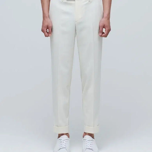 [BUNJANG] Musinsa Standard Lightweight Tapered Turn-up Hidden Banding Crop Slacks Cream / 무신사 스탠다드 라이트웨이트 테이퍼드 턴업 히든 밴딩 크롭 슬랙스 [크림
