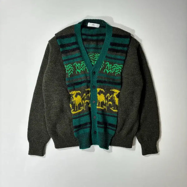 [BUNJANG] TOGA VIRILIS Wool Jacquard Knit Cardigan Green Size 48 / 토가 비릴리스 울 자카드 니트 가디건 그린 48사이즈