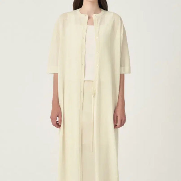 [BUNJANG] The Cashmere Wool Blend Half Sleeve Long Knit Cardigan Cream 85 / 더캐시미어 울 블렌드 하프 슬리브 롱 니트 가디건 (cream 85)