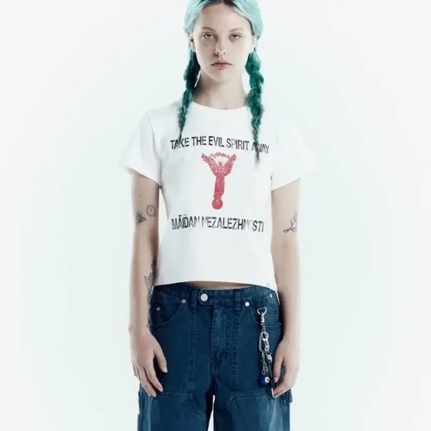 [BUNJANG] The Vinyl House Cropped Graphic T-Shirt Size S / 무신사 더바이닐하우스 크롭 그래픽티셔츠 s사이즈