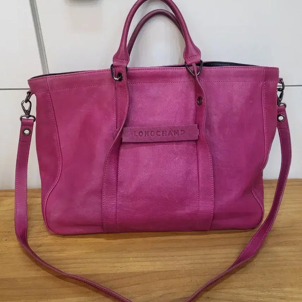 [BUNJANG] Longchamp Leather Tote Bag Shoulder Bag Pink / 롱샴 가죽 토트백 숄더백 핑크