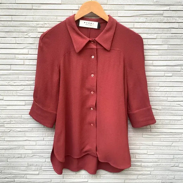 [BUNJANG] Marni Raglan Half Sleeve Shirt Burgundy / 마르니 래글런 하프 반팔 셔츠