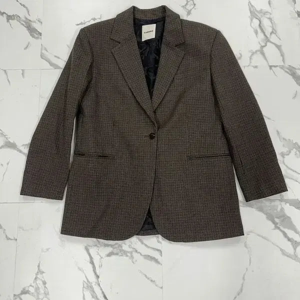 [BUNJANG] Sandro Brown Small Check Suit Jacket / 산드로 브라운 스몰 체크 수트 자켓