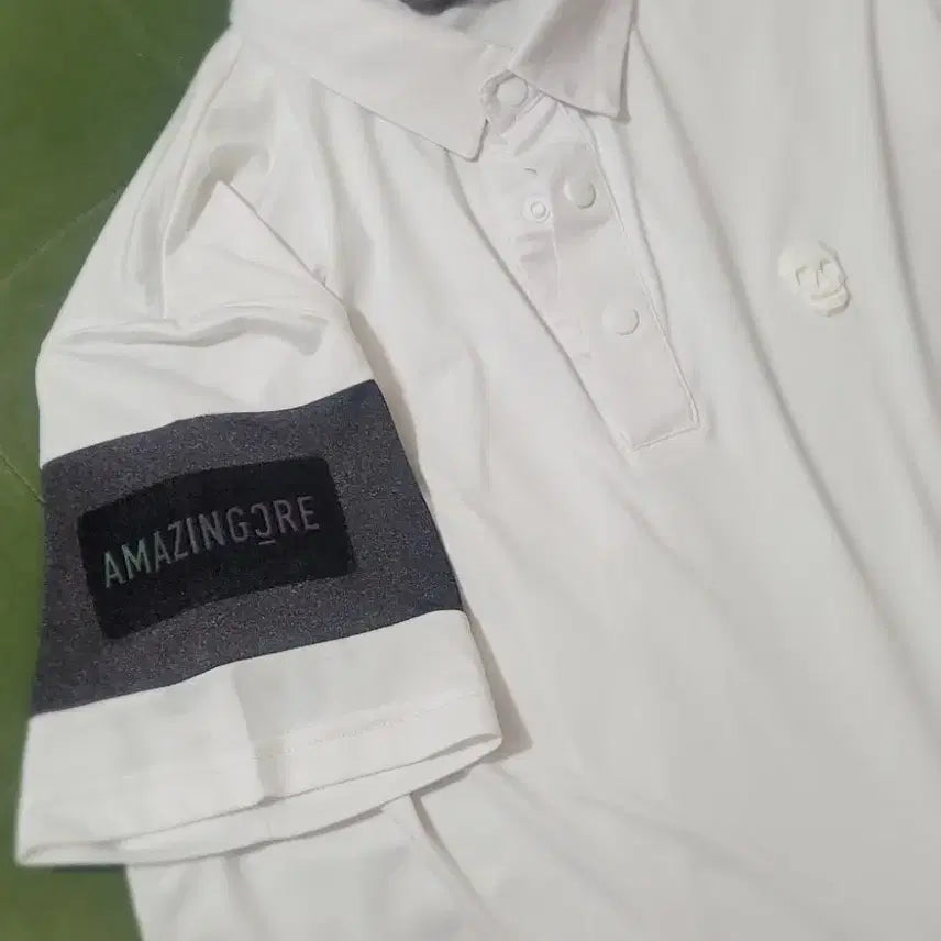 [BUNJANG] Amazing C-Ri White Golf Polo T-Shirt Size 95 / 어메이징 크리 반팔 카라티 화이트 95