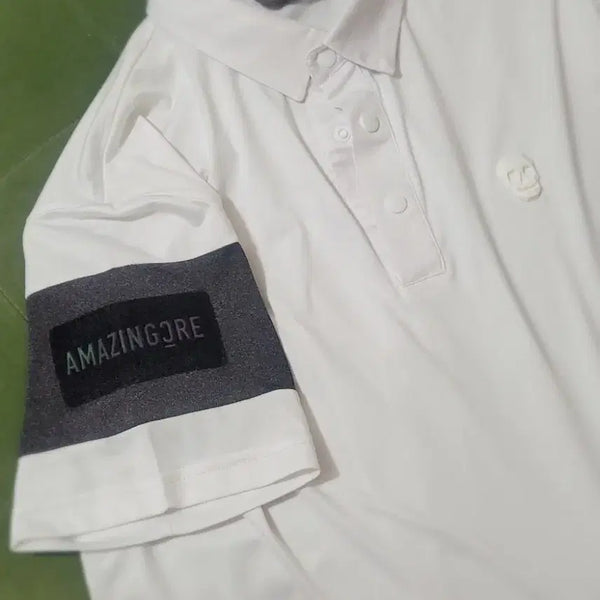[BUNJANG] Amazing C-Ri White Golf Polo T-Shirt Size 95 / 어메이징 크리 반팔 카라티 화이트 95
