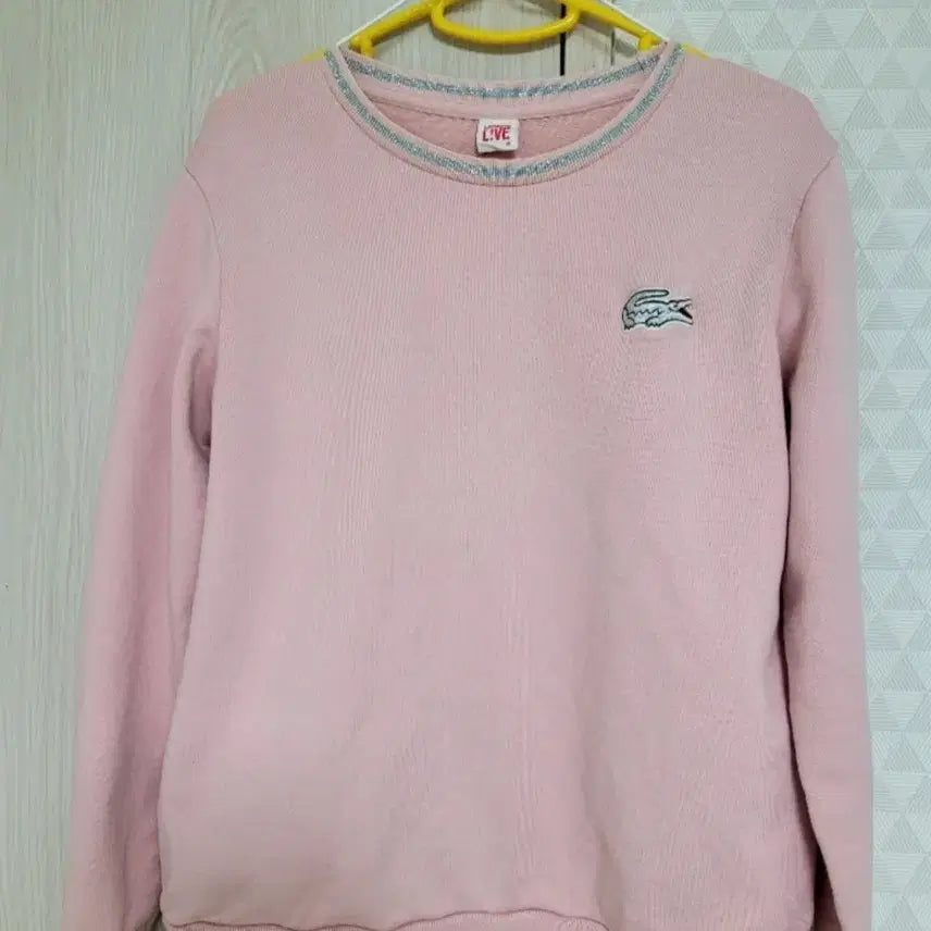 [BUNJANG] Lacoste Live Crewneck Sweatshirt Pink Women's / 라코스테 라이브 맨투맨 핑크 여성 90