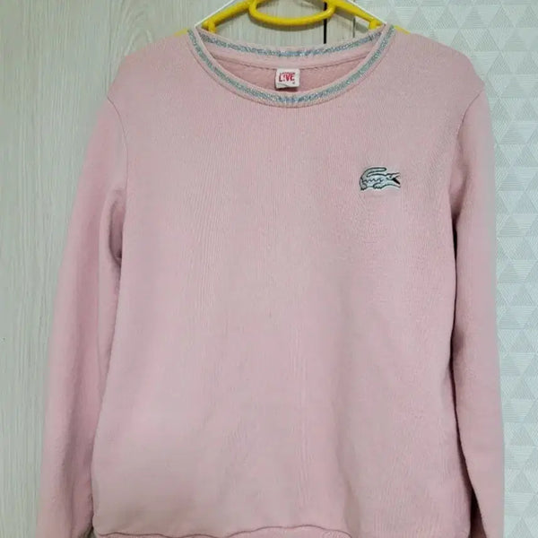 [BUNJANG] Lacoste Live Crewneck Sweatshirt Pink Women's / 라코스테 라이브 맨투맨 핑크 여성 90