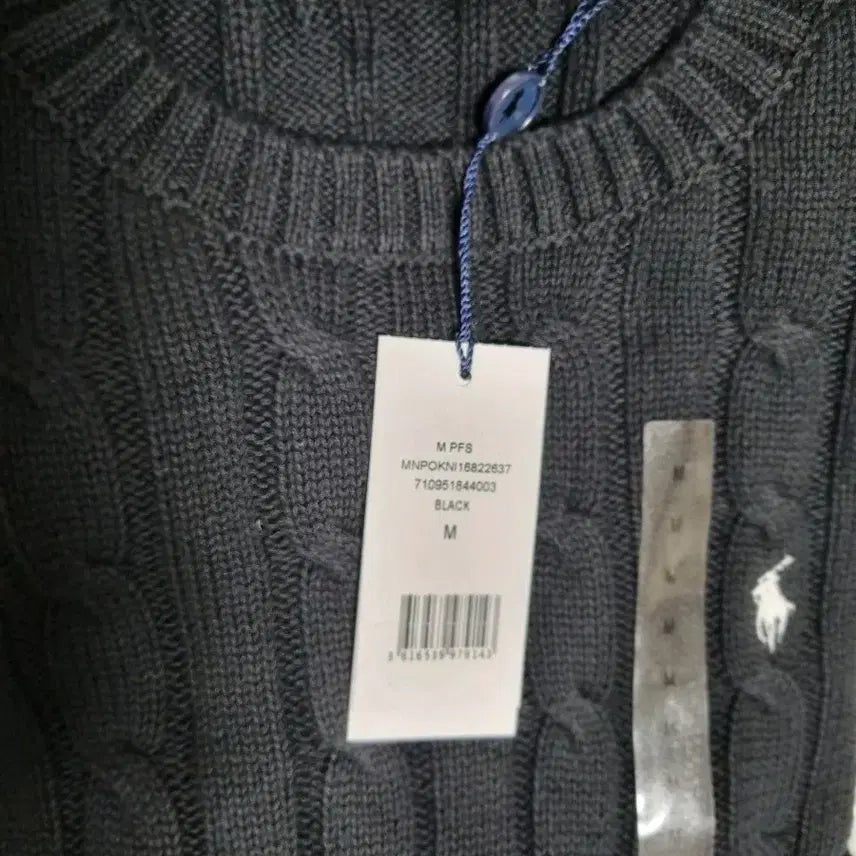 [BUNJANG] Polo Ralph Lauren Cable Knit Short Sleeve T-Shirt Black M / 폴로 꽈배기 반팔 블랙 M