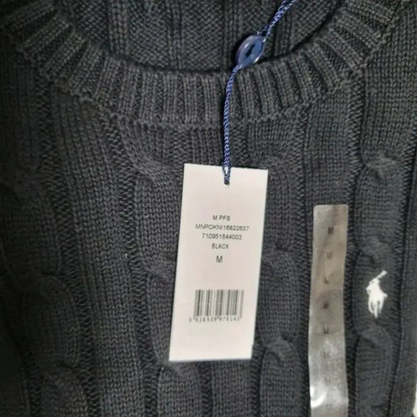 [BUNJANG] Polo Ralph Lauren Cable Knit Short Sleeve T-Shirt Black M / 폴로 꽈배기 반팔 블랙 M
