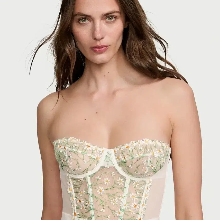 [BUNJANG] Victoria's Secret Dream Angels Daisy Chain Embroidery Strapless Corset Top 32D / 빅토리아 시크릿 드림엔젤 코르셋 탑 32D