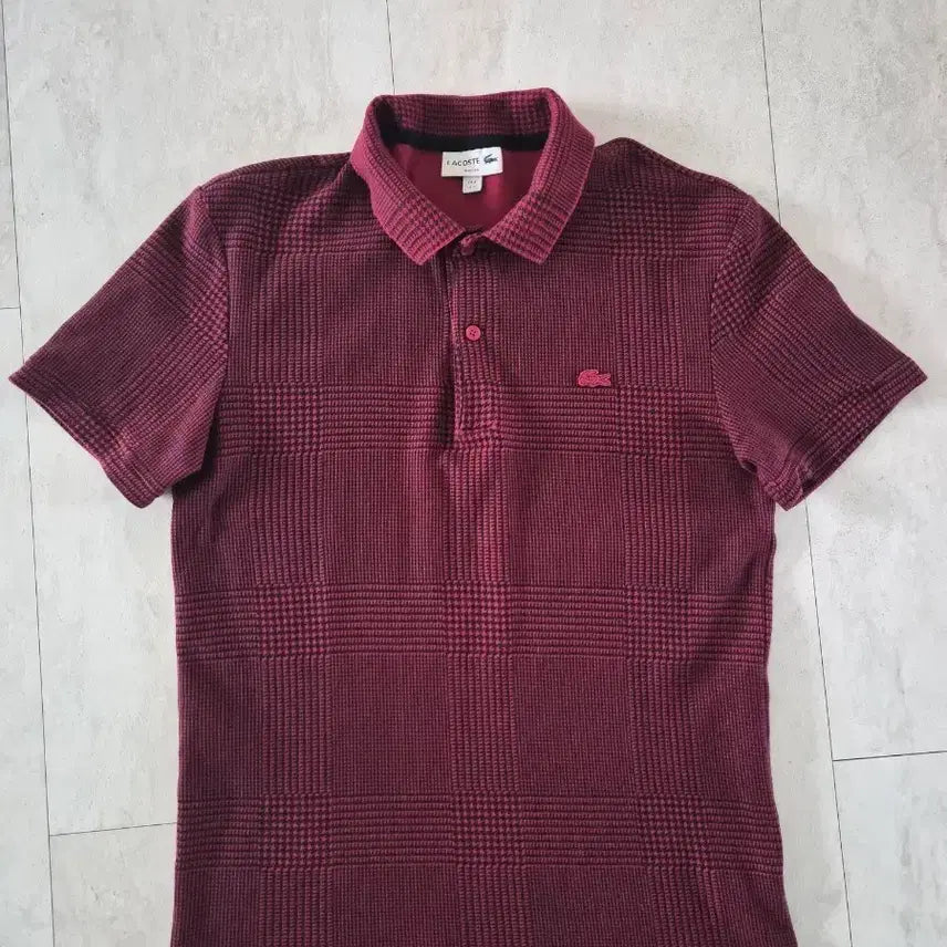[BUNJANG] Lacoste Men's Slim Fit Checkered Polo Shirt - Size 4 (Recommended 95) / 남성 라코스데 체크 카라티
