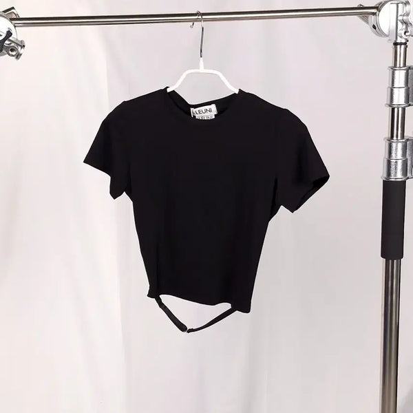 [BUNJANG] LEUNI Back Open Crop T-Shirt / LEUNI 리유니 백 오픈 크롭 티셔츠 (새상품)_PA075