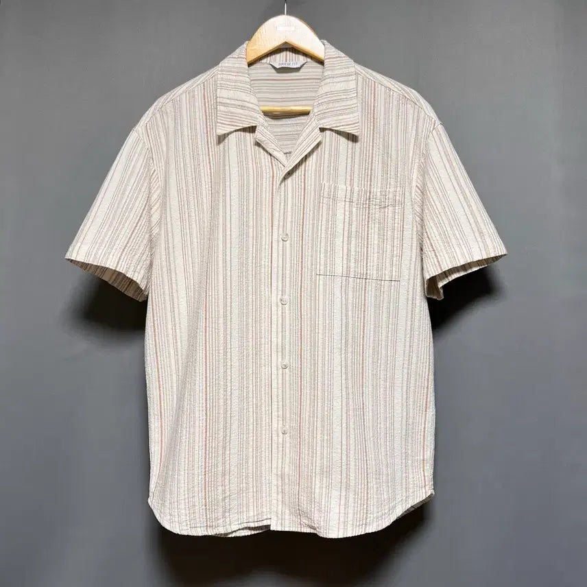 [BUNJANG] Drawfit Seersucker Open Collar Shirt M / 드로우핏 시어서커 오픈카라 셔츠 M