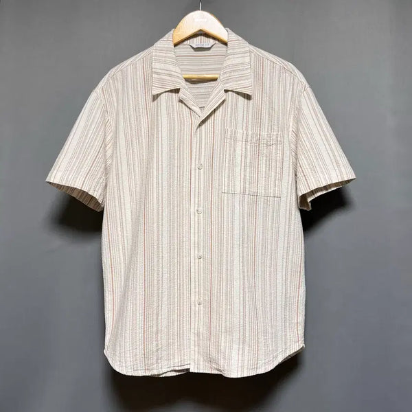 [BUNJANG] Drawfit Seersucker Open Collar Shirt M / 드로우핏 시어서커 오픈카라 셔츠 M