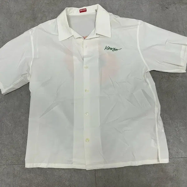 [BUNJANG] Kenzo White Flower Men's Short Sleeve Shirt L / (정품) 겐조 KENZO 정품 화이트 플라워 남성 반팔 셔츠 L사이즈 급처