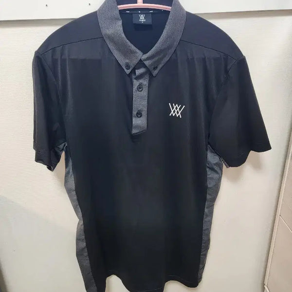 [BUNJANG] Anew Golf Men's Side Block Color-Block Half Polo Shirt / 어뉴 남성 사이드 블록 하프 폴로 셔츠 ( 멜란지 배색 버튼다운 카라 티
