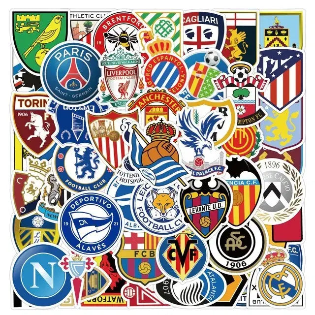 [BUNJANG] 50-Piece Soccer Emblem Waterproof Sticker Set / 50장)축구 앰블럼 방수스티커B / 고화질 월드컵 축구 선수 대용량