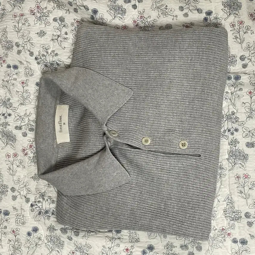 [BUNJANG] Firstfloor Short-Sleeve Collar Knit Gray / [50] 퍼스트플로어 반팔 카라니트 그레이