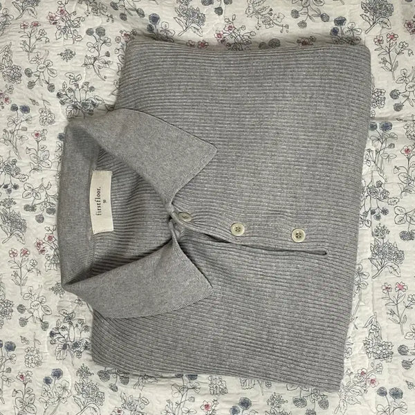 [BUNJANG] Firstfloor Short-Sleeve Collar Knit Gray / [50] 퍼스트플로어 반팔 카라니트 그레이