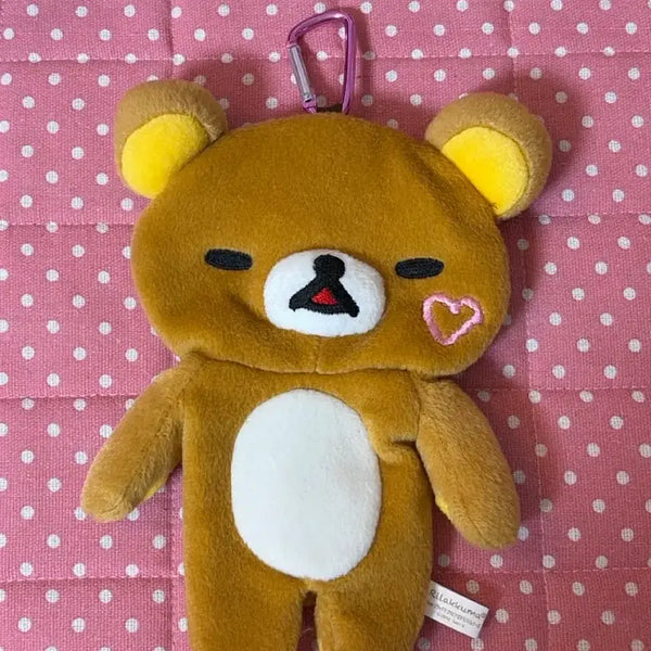 [BUNJANG] Classic Rilakkuma Flat Carabiner Pouch Plush / 고전 리락쿠마 납작이 카라비너 파우치 인형