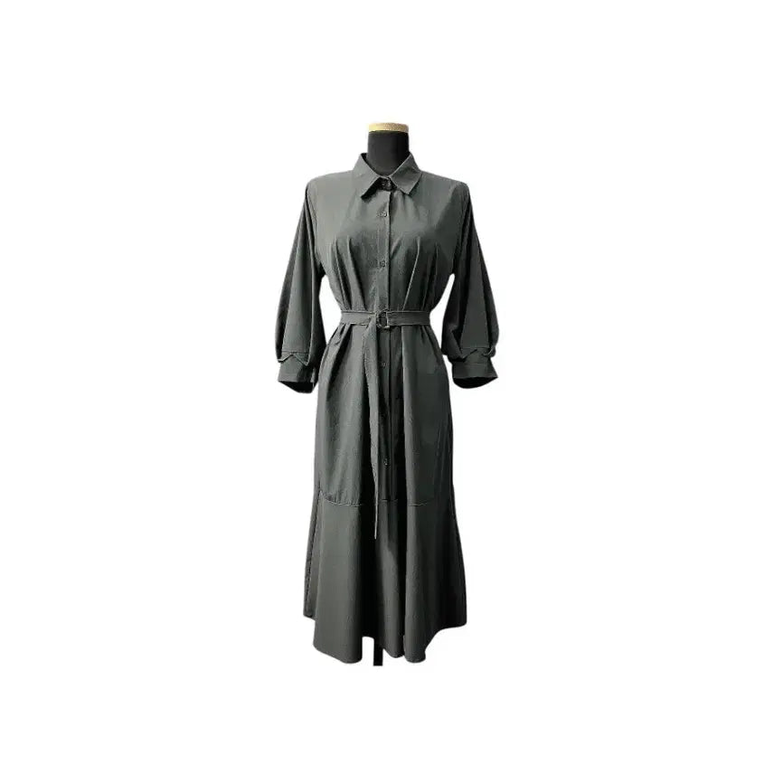 [BUNJANG] ENC Kara Dress Charcoal Gray / 미사용/ 이엔씨 카라 원피스