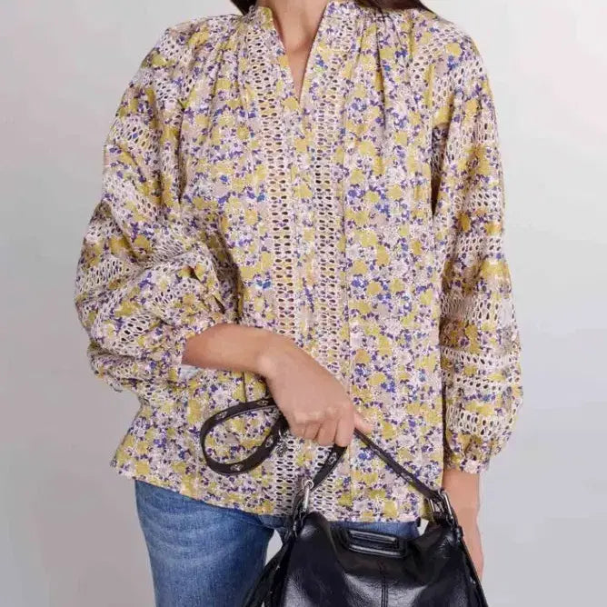 [BUNJANG] Maje Flower Eyelet Blouse / 마쥬 플라워 아일렛 블라우스